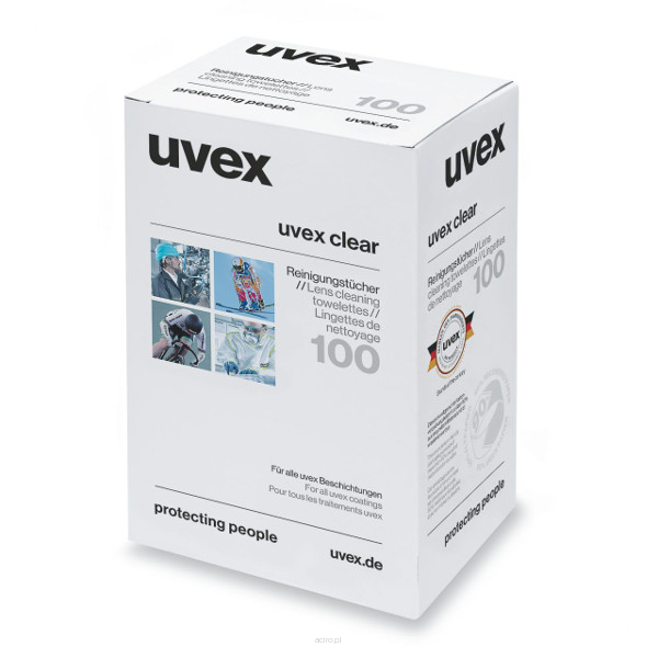 UVEX Nawilżone chusteczki do czyszczenia okularów (100 szt.)